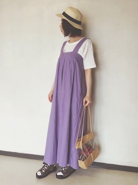 「ラベンダー」｜「アイテム（サロペット/オーバーオール）」を使った、star☆さん（レディース・160cm）の夏コーディネート