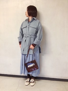 「水色」｜「アイテム（ブルゾン）」を使った、star☆さん（レディース・161cm）の冬コーディネート