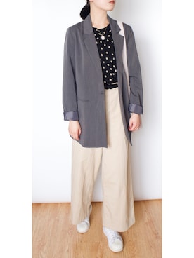 「PULL&BEAR（プルアンドベア）のアイテム（テーラードジャケット）」を使った、YISUUさん（レディース・163cm）の春コーディネート