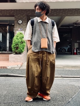 「URU（ウル）のアイテム（ベスト）」を使った、🎭syogo🎭さん（メンズ・165cm）の春コーディネート