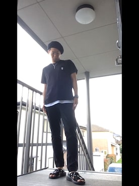 「Gramicci（グラミチ）のアイテム（サンダル）」を使った、ハッピーバイポーラさん（メンズ・171cm）の夏コーディネート