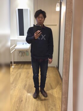 「DIESEL（ディーゼル）のアイテム（ブーツ）」を使った、ハッピーバイポーラさん（メンズ・171cm）の秋コーディネート