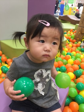 「HAKKA BABY（ハッカベビー）のアイテム（トップス、グレー系）」を使った、♡kikka・akito♡さん（キッズ・110cm）の夏コーディネート