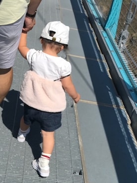 「Birthday（バースデイ）のアイテム（トップス、ピンク系）」を使った、♡kikka・akito♡さん（キッズ・110cm）の秋コーディネート