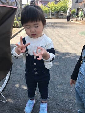 「coen」｜「アイテム（オールインワン・サロペット）」を使った、♡kikka・akito♡さん（キッズ・90cm）の春コーディネート