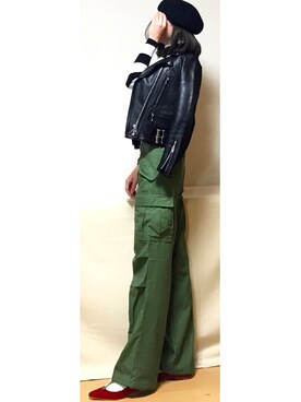 「SLY（スライ）のWOOLベレー帽（ハンチング/ベレー帽）」を使った、haruharu0907さん（レディース・165cm）の冬コーディネート