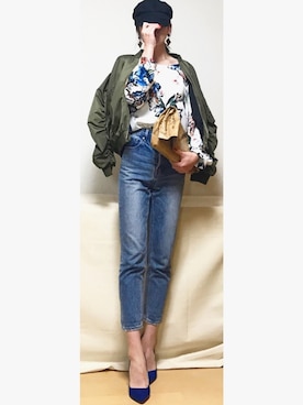 「TODAYFUL（トゥデイフル）のアイテム（MA-1）」を使った、haruharu0907さん（レディース・165cm）の冬コーディネート