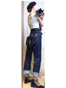 「SLY（スライ）のWOOLベレー帽（ハンチング/ベレー帽）」を使った、haruharu0907さん（レディース・165cm）の春コーディネート