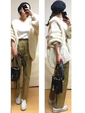 「THE SHINZONE（ザ　シンゾーン）のハイウエストチノパンツ（チノパンツ）」を使った、haruharu0907さん（レディース・165cm）の秋コーディネート