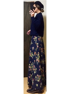 「SLY（スライ）のWOOLベレー帽（ハンチング/ベレー帽）」を使った、haruharu0907さん（レディース・165cm）の冬コーディネート