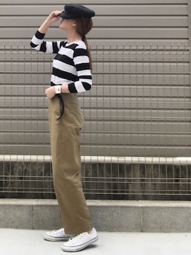 「THE SHINZONE（ザ　シンゾーン）のハイウエストチノパンツ（チノパンツ）」を使った、haruharu0907さん（レディース・165cm）の夏コーディネート