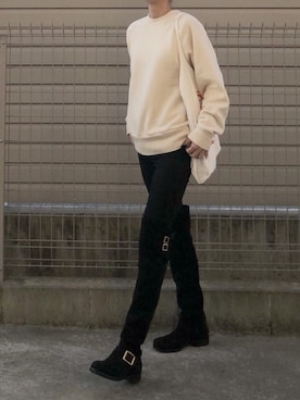 「Acne Studios（アクネストゥディオズ）のACNE STUDIOS SKIN 5 BLACK（デニムパンツ）」を使った、haruharu0907さん（レディース・165cm）の秋コーディネート