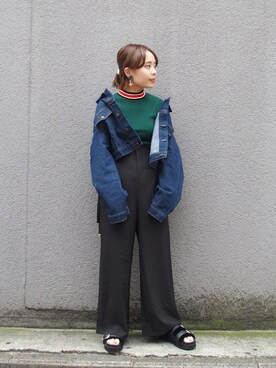 Sasahara Maiko is wearing WHO'S WHO gallery "ルーズデニムジャケット"