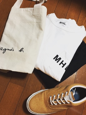 「MHL.」｜「アイテム（トートバッグ）」を使った、Nakaharaさん（メンズ・175cm）の夏コーディネート