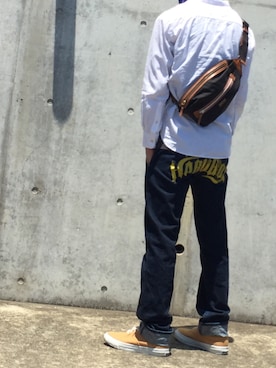 「アイテム（スニーカー、イエロー系）」を使った、Nakaharaさん（メンズ・175cm）の夏コーディネート