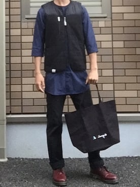 「革靴」｜「アイテム（トートバッグ）」を使った、Nakaharaさん（メンズ・175cm）の夏コーディネート