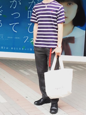 「agnes b.（アニエスベー）のアイテム（バッグ）」を使った、Nakaharaさん（メンズ・175cm）の夏コーディネート