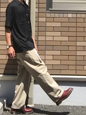 「開襟シャツ」｜Nakaharaさん（メンズ・175cm）の夏コーディネート