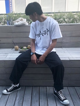 「common meets uncommon（コモンミーツアンコモン）のアイテム」を使った、Nakaharaさん（メンズ・175cm）の夏コーディネート