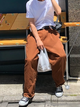 「ポケットＴシャツ」｜「アイテム（シューズ）」を使った、Nakaharaさん（メンズ・175cm）の夏コーディネート