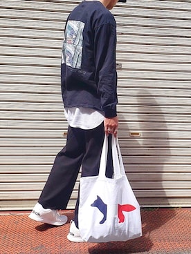 「アイテム（トートバッグ）」を使った、Nakaharaさん（メンズ・176cm）の春コーディネート