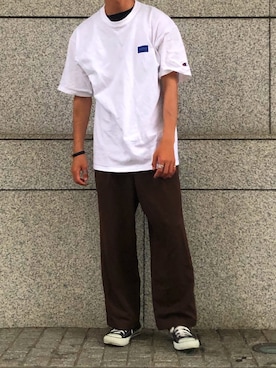 「アイテム（スラックス）」を使った、Nakaharaさん（メンズ・175cm）の夏コーディネート