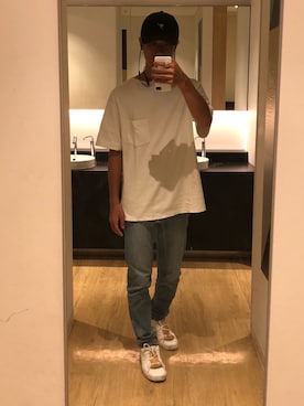 「アイテム（デニムパンツ）」を使った、Nakaharaさん（メンズ・175cm）の秋コーディネート