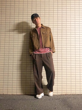 「アイテム（スラックス）」を使った、Nakaharaさん（メンズ・175cm）の秋コーディネート