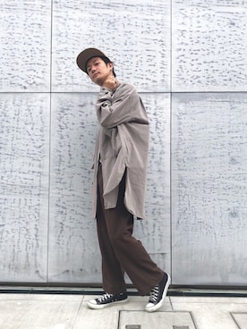 「アイテム（スラックス）」を使った、Nakaharaさん（メンズ・175cm）の秋コーディネート