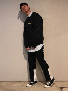 「アイテム（スウェット）」を使った、Nakaharaさん（メンズ・175cm）の秋コーディネート