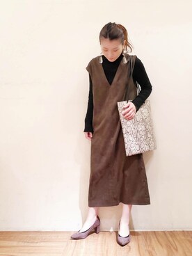 「リブタートルネック」｜「アイテム（ワンピース/ドレス）」を使った、tttttsssssuuuuuさん（レディース・158cm）の冬コーディネート