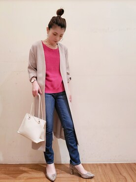 「春ニット」｜「アイテム（その他アウター）」を使った、tttttsssssuuuuuさん（レディース・158cm）の春コーディネート