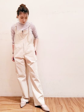 「オールホワイト」｜「アイテム（サロペット/オーバーオール）」を使った、tttttsssssuuuuuさん（レディース・158cm）の夏コーディネート