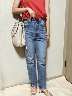 「ハイウエストストレートジーンズ」｜𝑌𝑢𝑛𝑎さん（レディース・160cm）の夏コーディネート