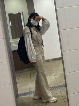 「トイレから失礼しやす」｜「アイテム（スラックス）」を使った、とぅんさん（レディース・156cm）の春コーディネート