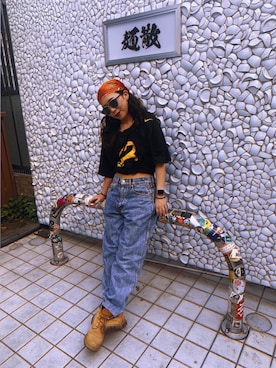 「ストリート女子」｜「アイテム（ブーツ）」を使った、SAZKIさん（レディース・153cm）の夏コーディネート
