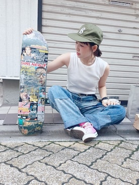 「BAL（バル）のアイテム（帽子）」を使った、まりんさん（レディース・155cm）の夏コーディネート