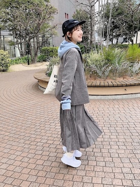 「水色」｜「アイテム（テーラードジャケット）」を使った、まりんさん（レディース・155cm）の冬コーディネート