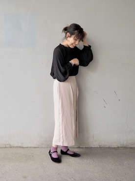 「SVEC（シュベック）のカンフーシューズ kung fu Shoes / ストラップパンプス（バレエシューズ）」を使った、まりんさん（レディース・155cm）の夏コーディネート