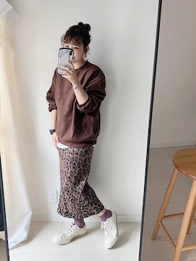 「DHOLIC（ディーホリック）のアイテム（スウェット）」を使った、まりんさん（レディース・155cm）の秋コーディネート