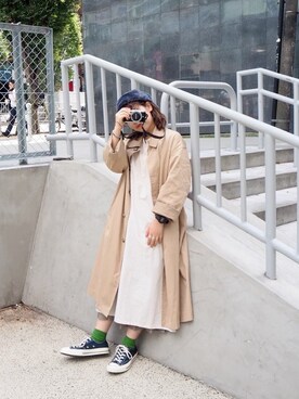 「チャックテイラー」｜「アイテム（ワンピース/ドレス）」を使った、まりんさん（レディース・155cm）の秋コーディネート