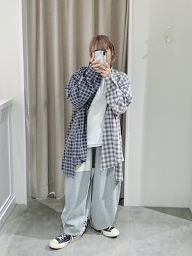 「CIAOPANIC TYPY（チャオパニックティピー）のアイテム（スウェットパンツ）」を使った、まりんさん（レディース・155cm）の春コーディネート