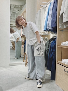 「CIAOPANIC TYPY（チャオパニックティピー）のアイテム（スウェットパンツ）」を使った、まりんさん（レディース・155cm）の春コーディネート