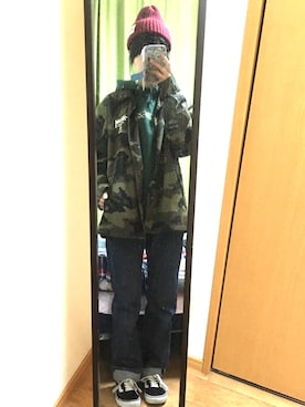 「STUSSY（ステューシー）のアイテム（ナイロンジャケット）」を使った、みゃいさん（レディース・161cm）の秋コーディネート