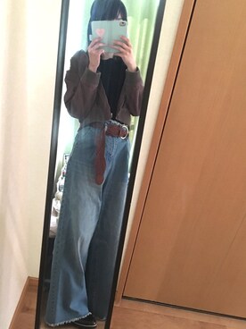 「ems excite（エムズエキサイト）のアイテム（デニムパンツ、ブルー系）」を使った、みゃいさん（レディース・161cm）の春コーディネート