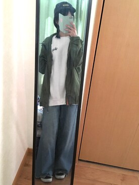 「STUSSY（ステューシー）のアイテム（ナイロンジャケット）」を使った、みゃいさん（レディース・161cm）の春コーディネート