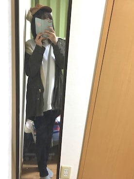 「LEPSIM（レプシィム）のアイテム（モッズコート）」を使った、みゃいさん（レディース・161cm）の冬コーディネート