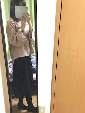 「earth music&ecology（アースミュージックアンドエコロジー）のアイテム（トップス、ピンク系）」を使った、みゃいさん（レディース・161cm）の冬コーディネート
