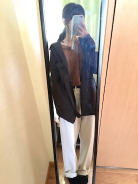 「LEPSIM（レプシィム）のアイテム（トップス、ブラウン系）」を使った、みゃいさん（レディース・161cm）の春コーディネート