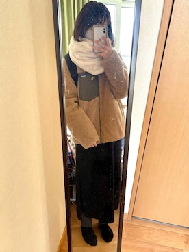 「フード付きアウター」｜「アイテム（その他アウター）」を使った、みゃいさん（レディース・161cm）の冬コーディネート